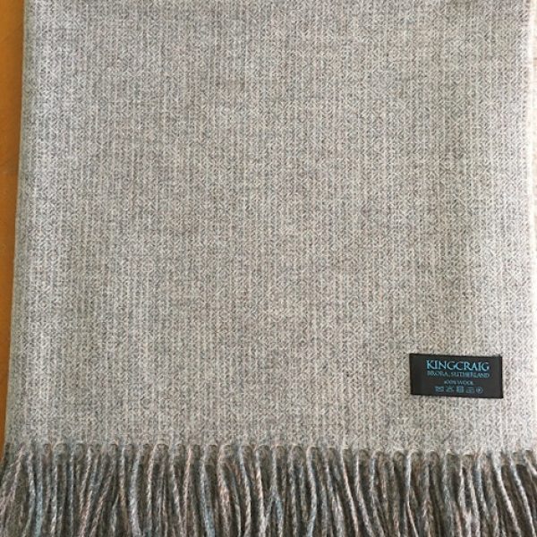 Rustic Weave All Wool blanket/throw - Light Grey