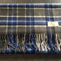 Large Lambswool Angora scarf - Grey/Blue Check