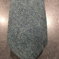 Scottish 100% Wool Woven Tweed Tie - Light Jade Herringbone