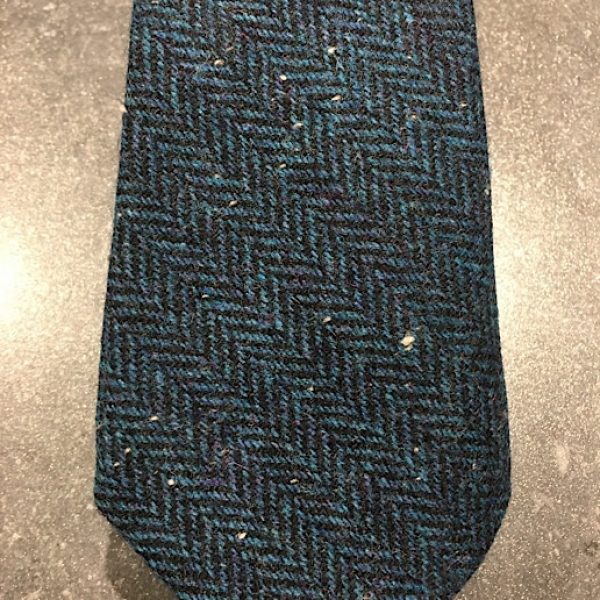 Scottish 100% Wool Woven Tweed Tie - Blue Fleck Herringbone