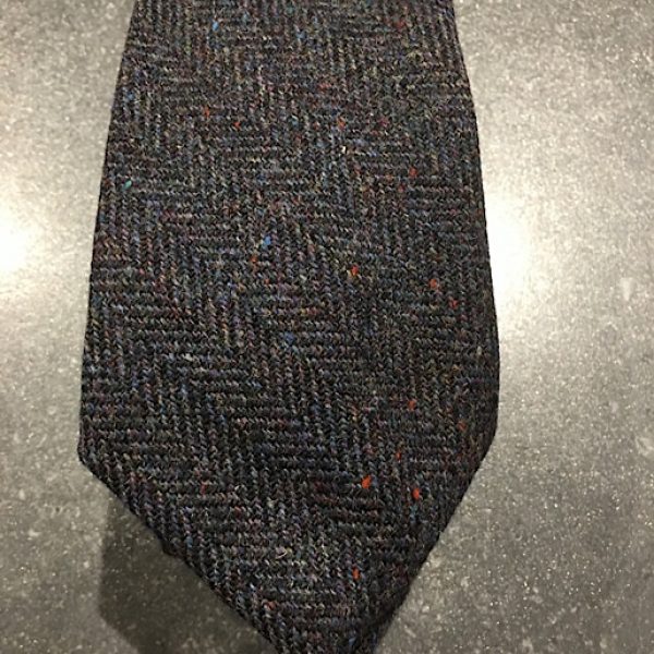 Scottish 100% Wool Woven Tweed Tie - Dark Heather Herringbone