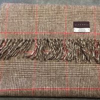 Large Lambswool Angora scarf - Red Brown check