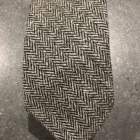 Scottish 100% Wool Woven Tweed Tie - Black & White Herringbone