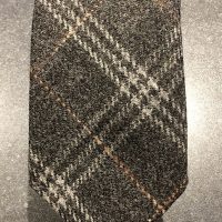 Scottish 100% Wool Woven Tweed Tie Dark Grey Multicheck