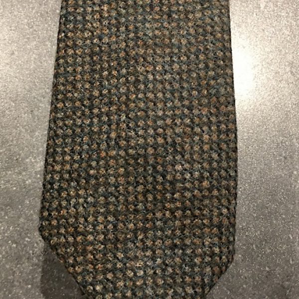 Scottish 100% Wool Woven Tweed Tie Green Birdseye weave