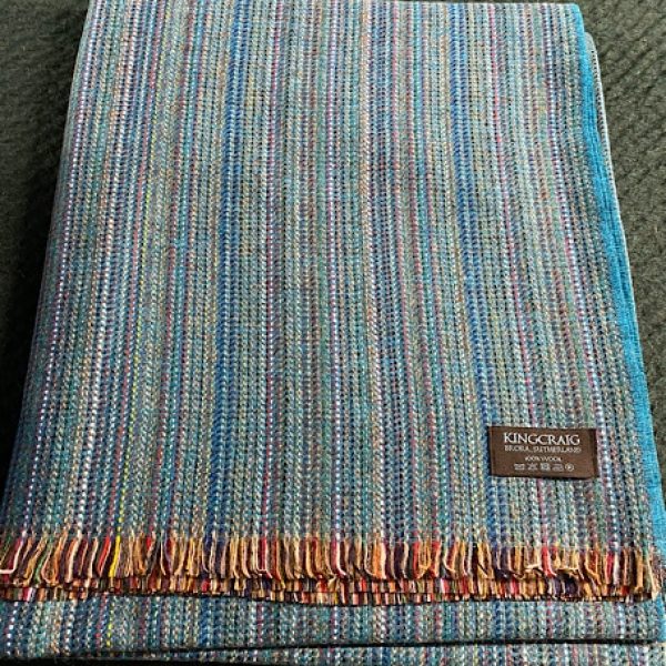 Top Quality 100% Wool Bothy Throw - Bright Teal