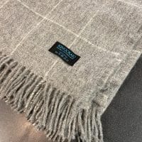 100% New Wool Blanket/Throw - Grey with White check