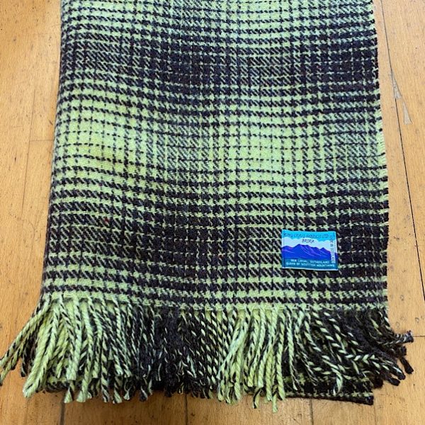 100% New Wool Blanket/Throw “Shadow Check” Brown/Yellow
